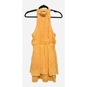 Sienna Sky Halter Tiered Mini Dress Orange Floral Size Medium